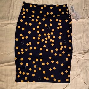 Stretchy LuLaRoe pencil skirt - navy and yellow
